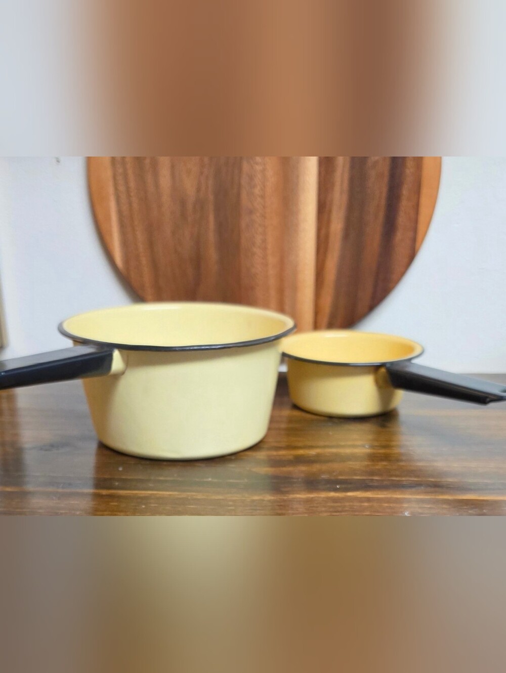Vintage Yellow Metal Pots
